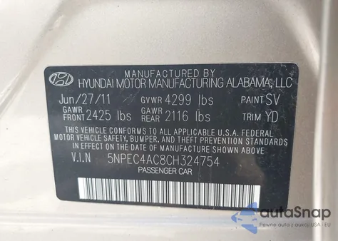 2012 Hyundai Sonata Limited from USA, damaged, VIN 5NPEC4AC8CH324754